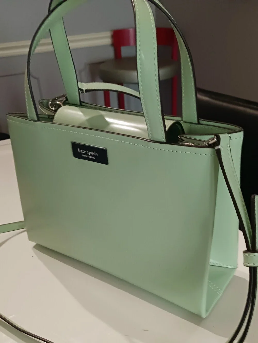 Kate Spade Sam Icon Satchel Crossbody Light Retro Green - Picture 2 of 9